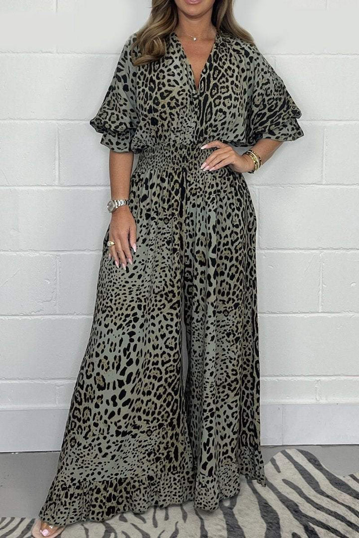 Weite Freizeit-Jumpsuit mit Leopardenmuster
