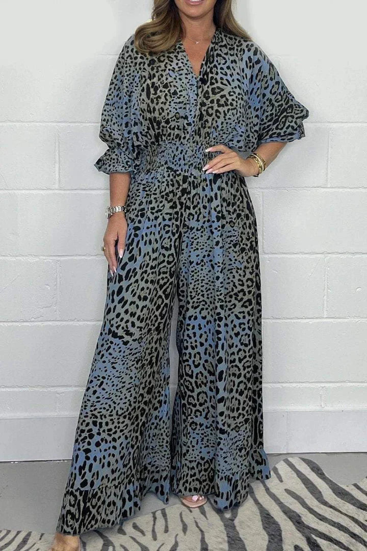 Weite Freizeit-Jumpsuit mit Leopardenmuster