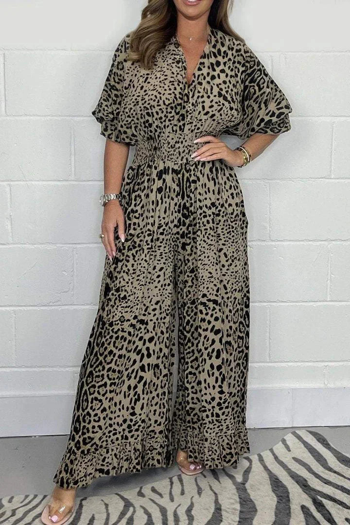 Weite Freizeit-Jumpsuit mit Leopardenmuster