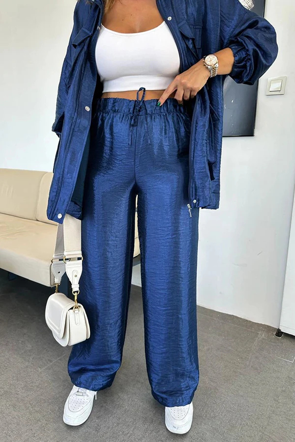 2-teiliges Herbst-Outfit – Cargo-Stil mit Metallic-Effekt