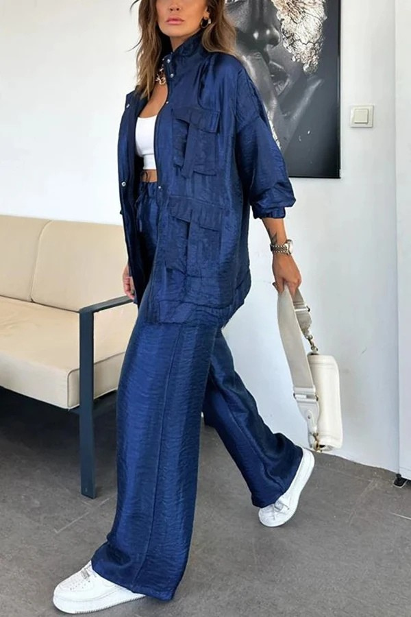 2-teiliges Herbst-Outfit – Cargo-Stil mit Metallic-Effekt