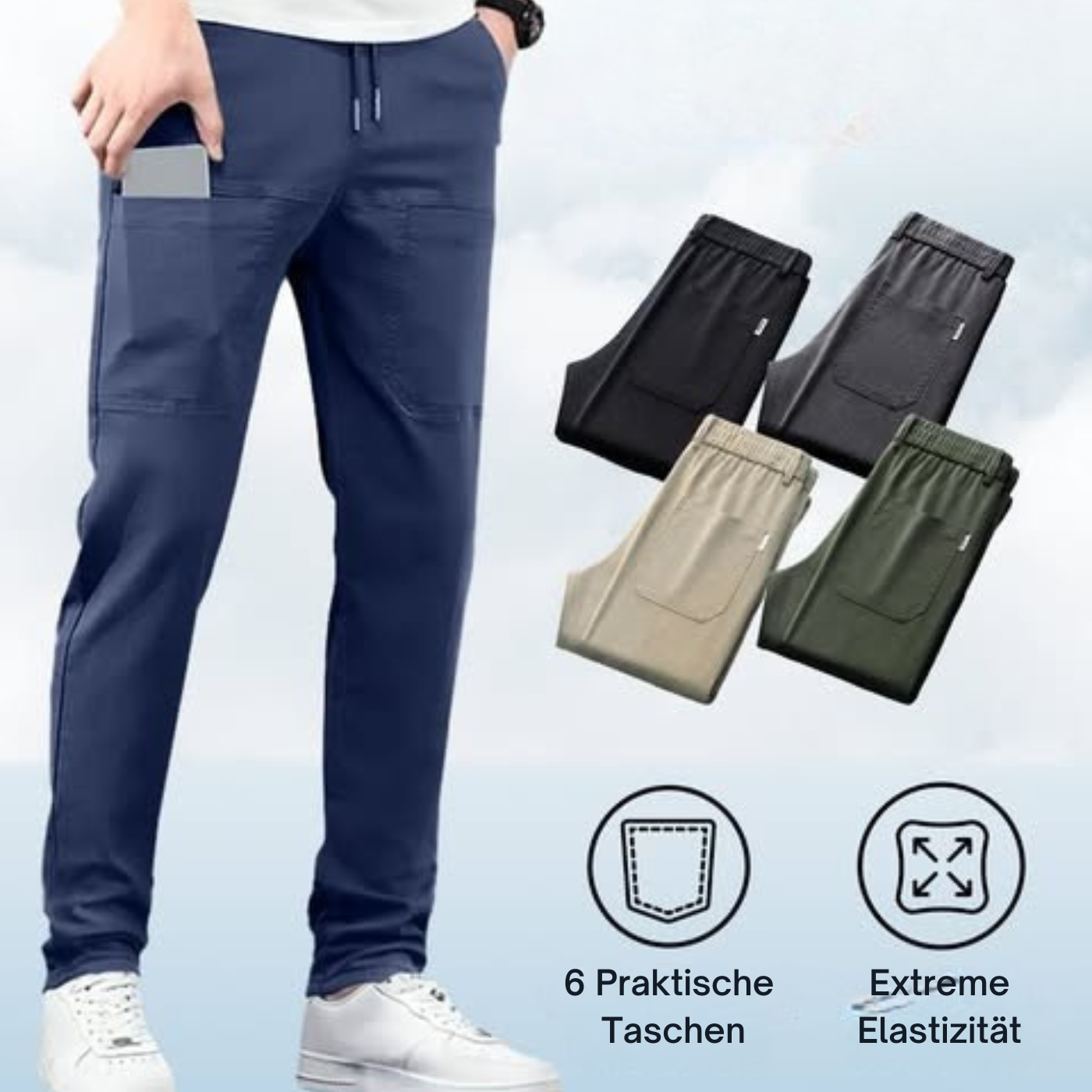 MultiPants – Cargohose mit 6 Taschen und elastischem Bund✨
